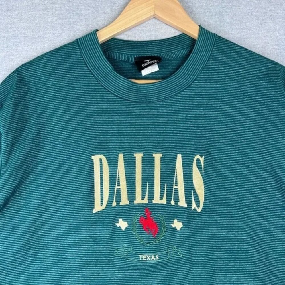 Vintage USA Dallas Texas shirt 90s green size Large‎ Made In